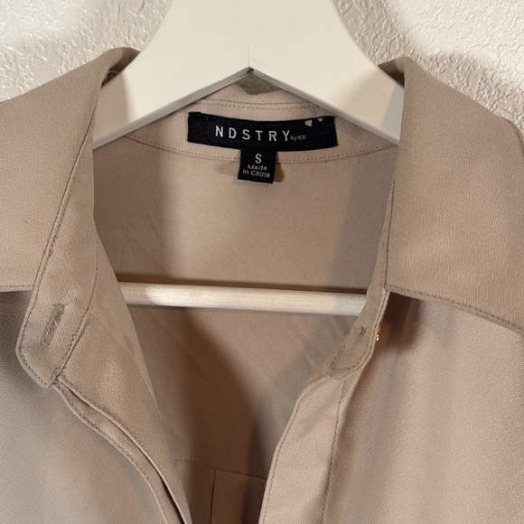 Ndsty Neutral Tan Button Down Career Wear Shirt Dress Size Small - Picture 2 of 10